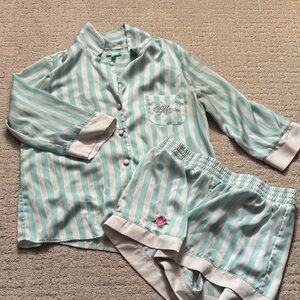 Betsey Johnson Mint and White Striped Wifey Pajama Set